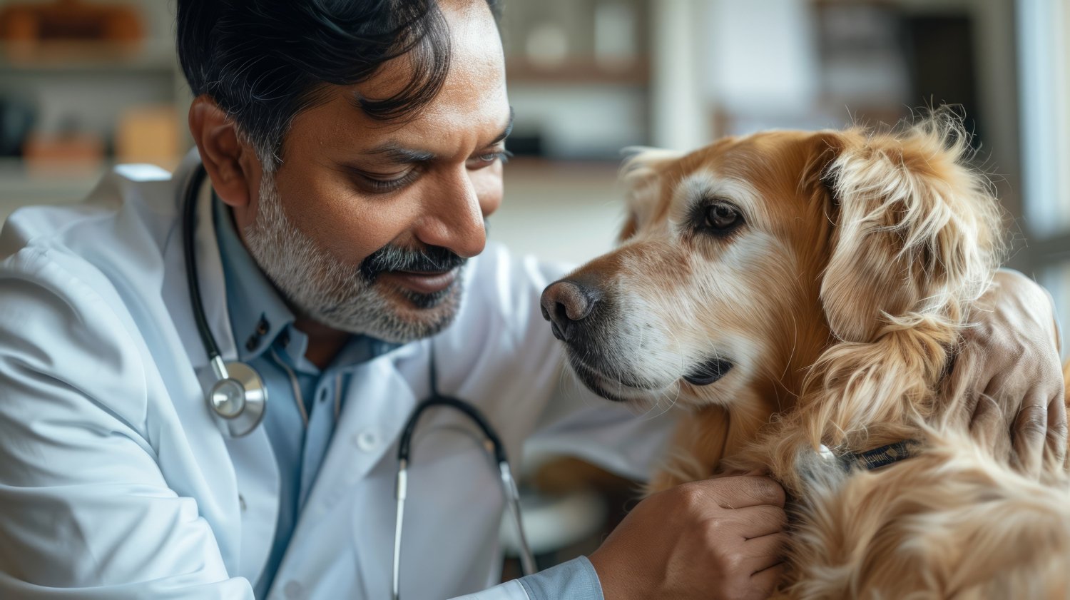 A dog being treated at a vet clinic